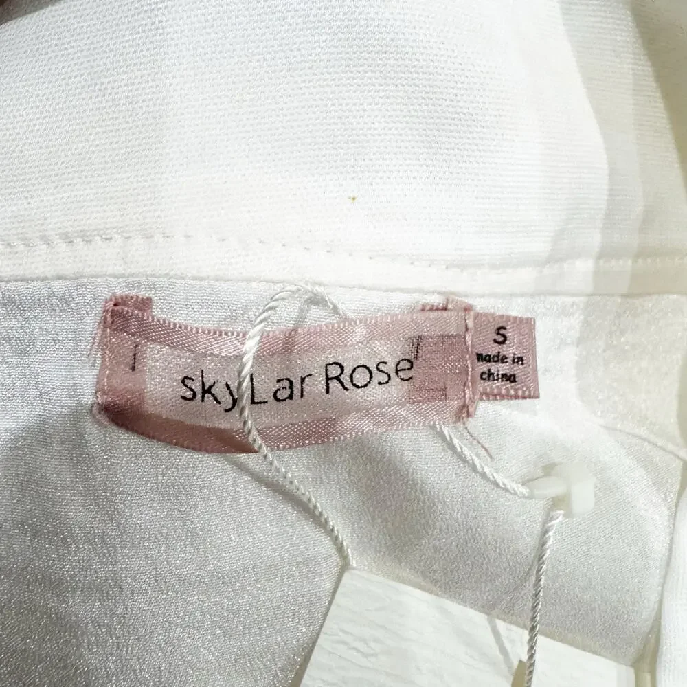 Skylar Rose Women's Soft Stretchy Mini Skirt with Ruffles White Size Small NWT - Picture 10 of 12